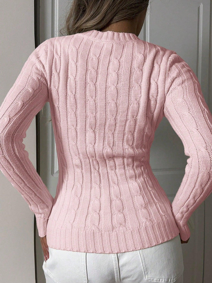 Drune | Schnurgestrickter Pullover mit V-Ausschnitt für Damen