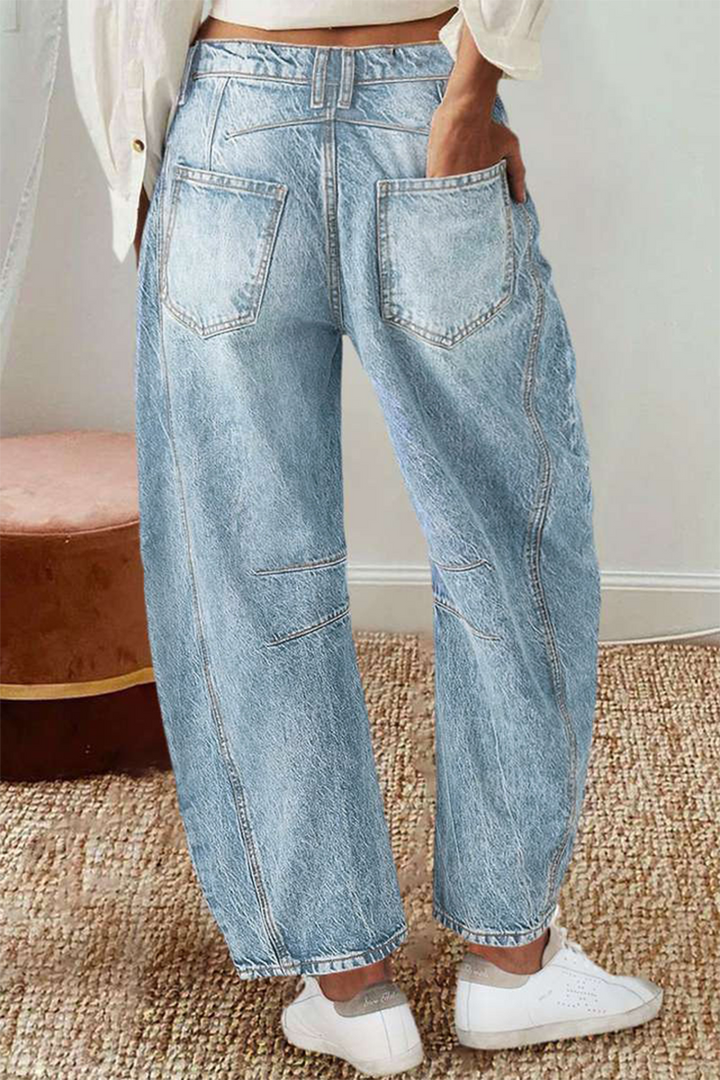 Drune | Lässige Distressed Kontrast Mid Waist Denim Jeans
