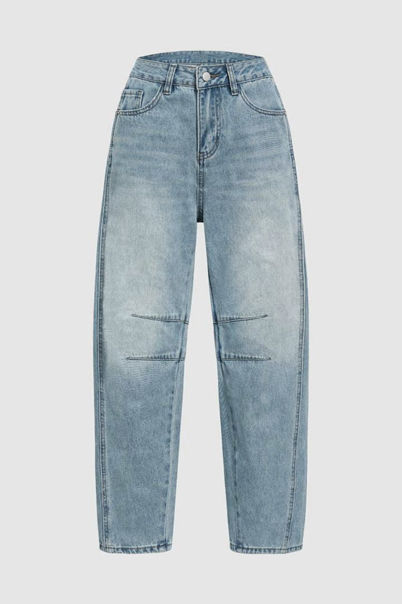 Drune | Lässige Distressed Kontrast Mid Waist Denim Jeans