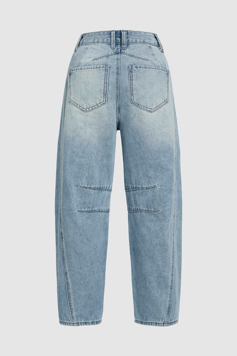 Drune | Lässige Distressed Kontrast Mid Waist Denim Jeans