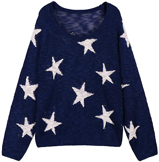 Damen Grobstrickpullover mit Sternenmuster Drune