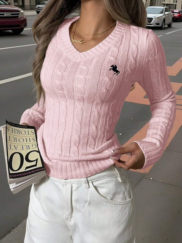 Drune | Schnürgestrickter Pullover mit V-Ausschnitt für Damen