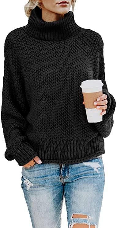 Damen Pullover mit hohem Kragen und strukturierter Webart Drune