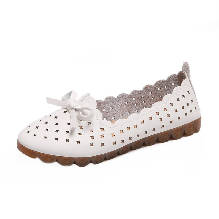 Damen Ballerinas mit dekorativem Lochmuster und eleganter Schleifenapplikation Drune