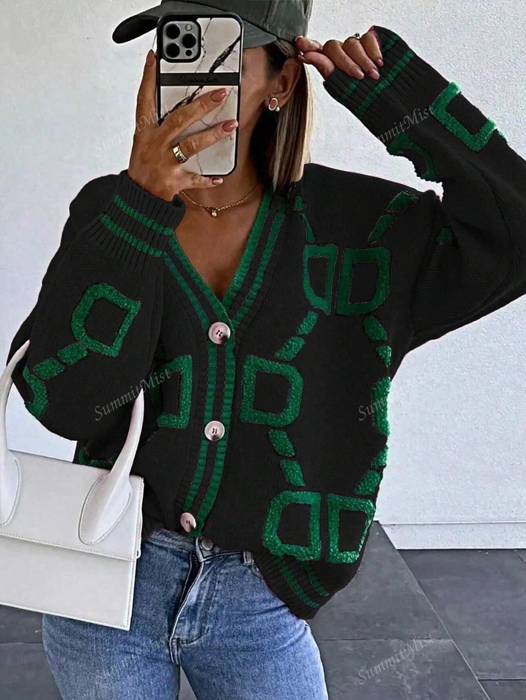 Drune | Strickjacke mit grafischen Drucken für Damen
