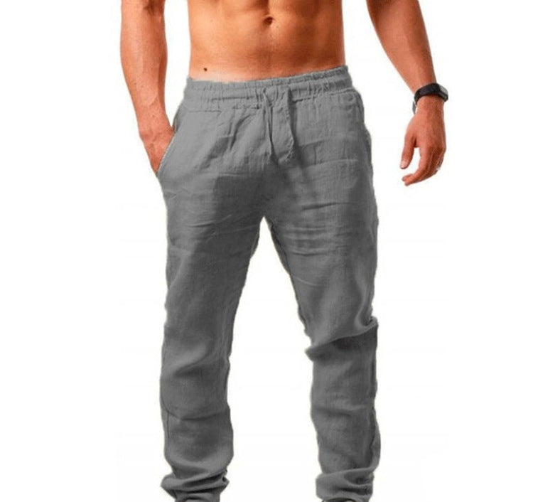 Herren nan leichte Leinenhose mit elastischem Bund tapered Schnitt Drune