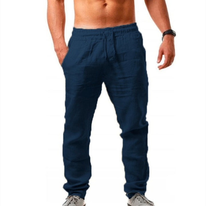 Herren nan leichte Leinenhose mit elastischem Bund tapered Schnitt Drune