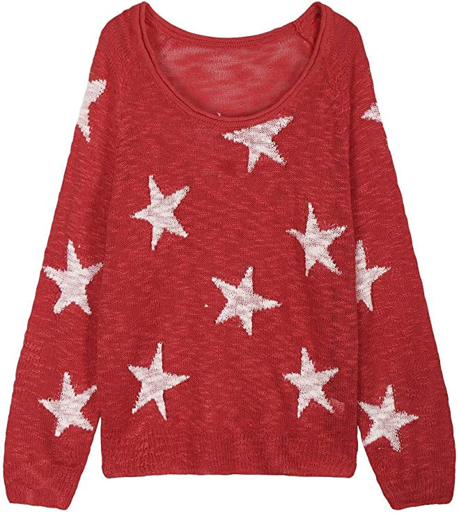 Damen Grobstrickpullover mit Sternenmuster Drune