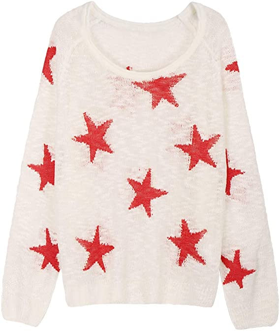 Damen Grobstrickpullover mit Sternenmuster Drune