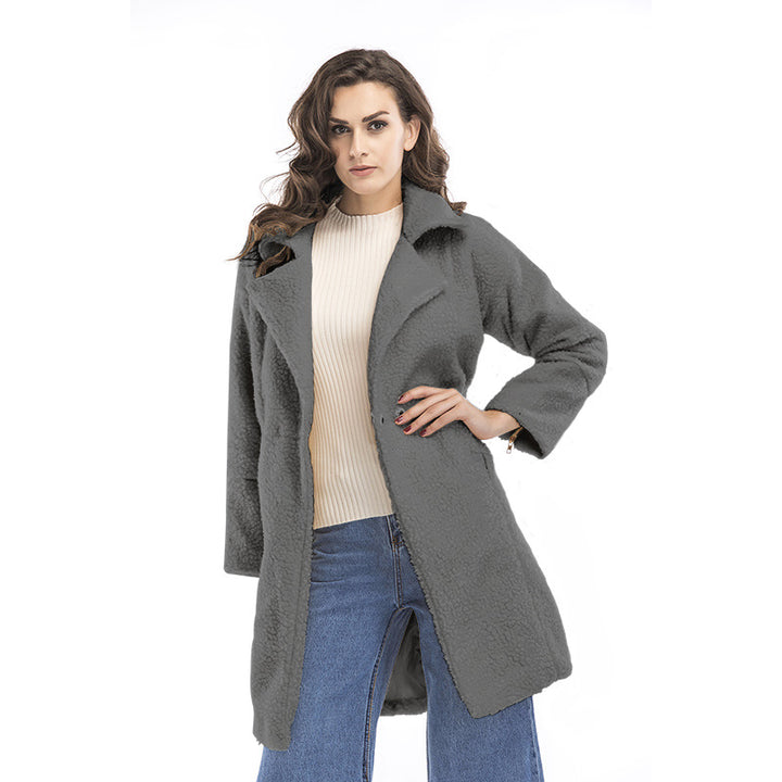 Damen kuschelige Fleecejacke mit Reverskragen und praktischen Taschen Drune
