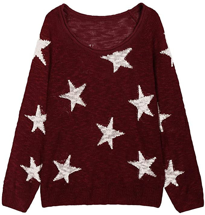 Damen Grobstrickpullover mit Sternenmuster Drune