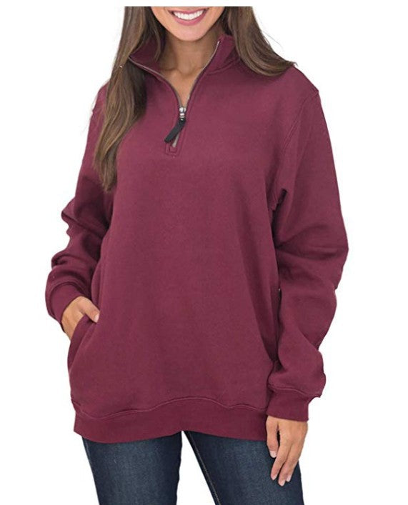 Damen Fleece-Pullover mit Stehkragen und Reißverschluss Drune