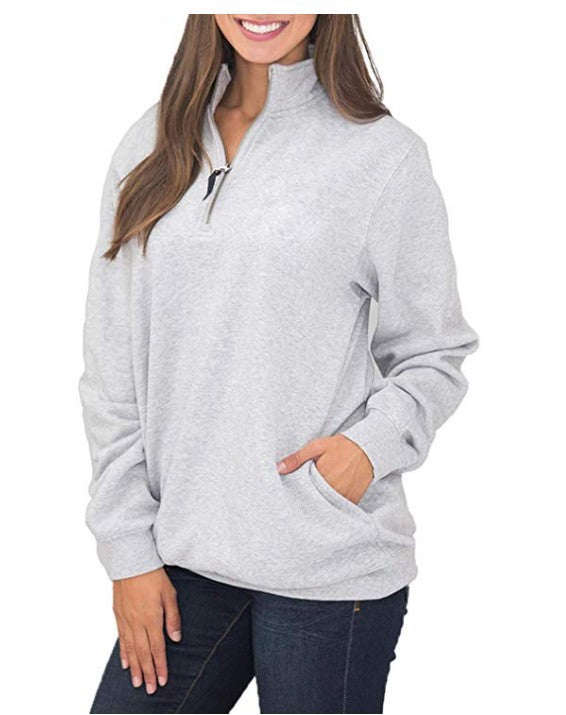 Damen Fleece-Pullover mit Stehkragen und Reißverschluss Drune