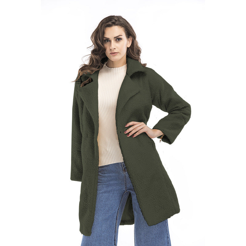 Damen kuschelige Fleecejacke mit Reverskragen und praktischen Taschen Drune
