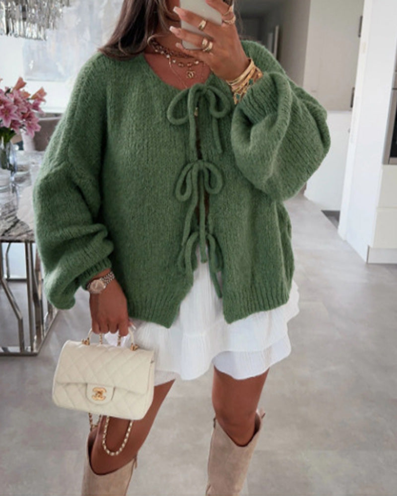 Drune | Strickjacke mit Schnürung Im Lazy Stil