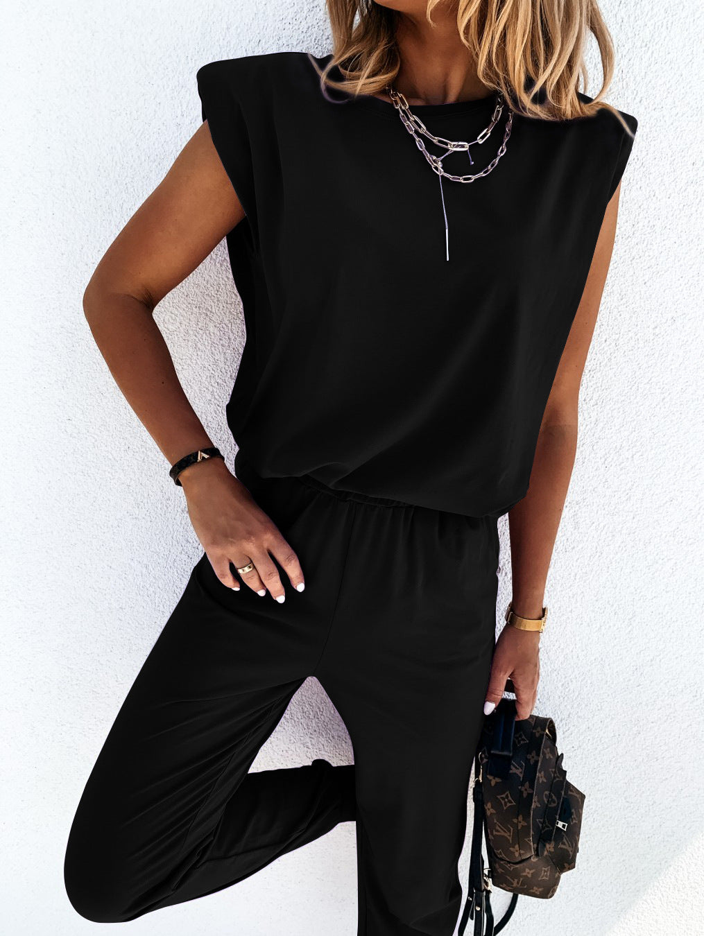 Damen lässiger Jumpsuit mit weichem, elastischem Material und modischem Cut Drune