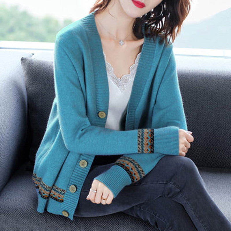 Damen Strickjacke mit eleganten Knopfdetails und modischer Häkelbordüre Drune