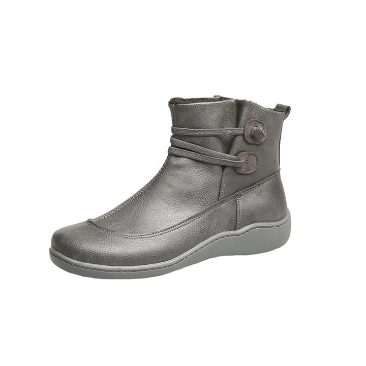 Damen nan gefütterte Stiefelette mit ergonomischer Keilsohle, weichem Innenfutter und dekorativen Schlaufen Drune