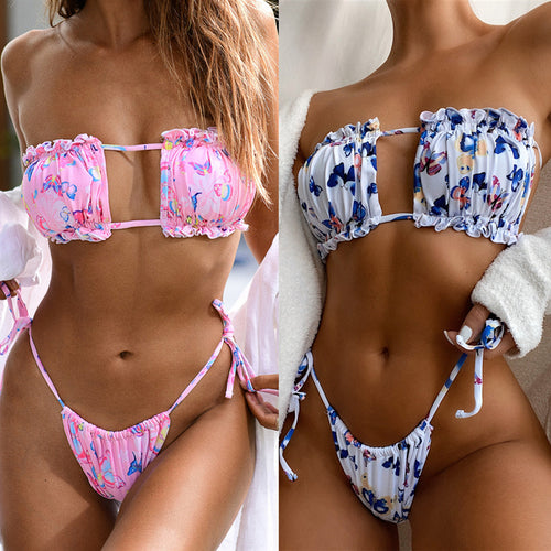 Damen Bandeau-Bikini mit verspielten Rüschen Drune
