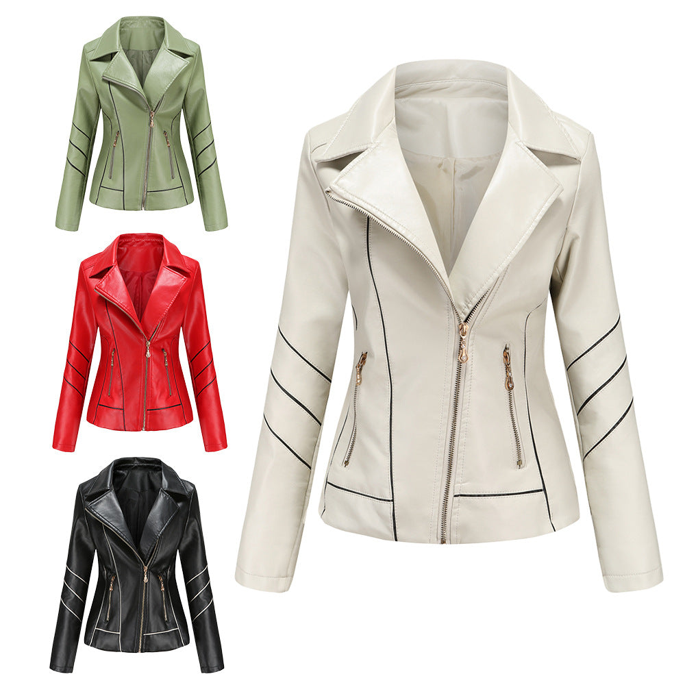 Damen modische Kunstlederjacke mit strukturiertem Design Drune
