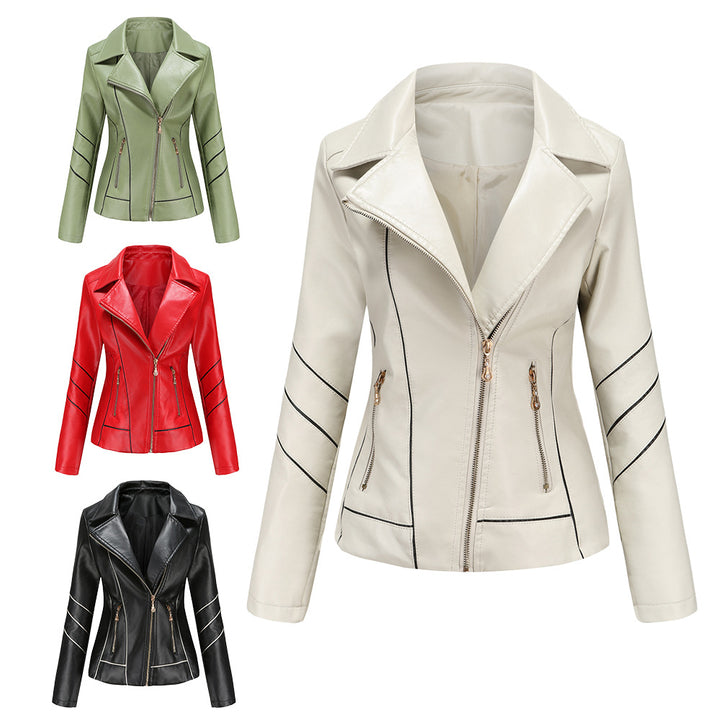 Damen modische Kunstlederjacke mit strukturiertem Design Drune