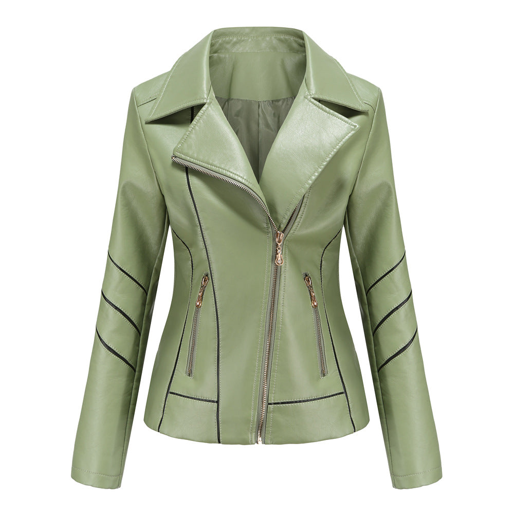 Damen modische Kunstlederjacke mit strukturiertem Design Drune