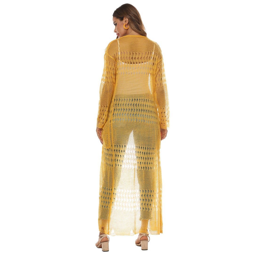 Damen luftiger Strickmantel mit durchbrochenem Design Drune