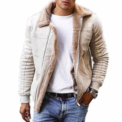Herren Lässige Lammfelljacke im modernen Pilotenstil Drune