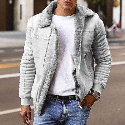 Herren Lässige Lammfelljacke im modernen Pilotenstil Drune