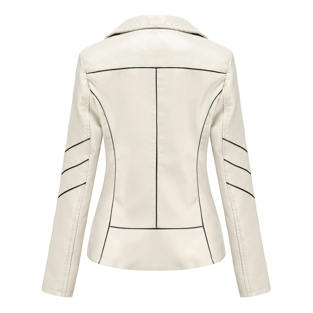 Damen modische Kunstlederjacke mit strukturiertem Design Drune