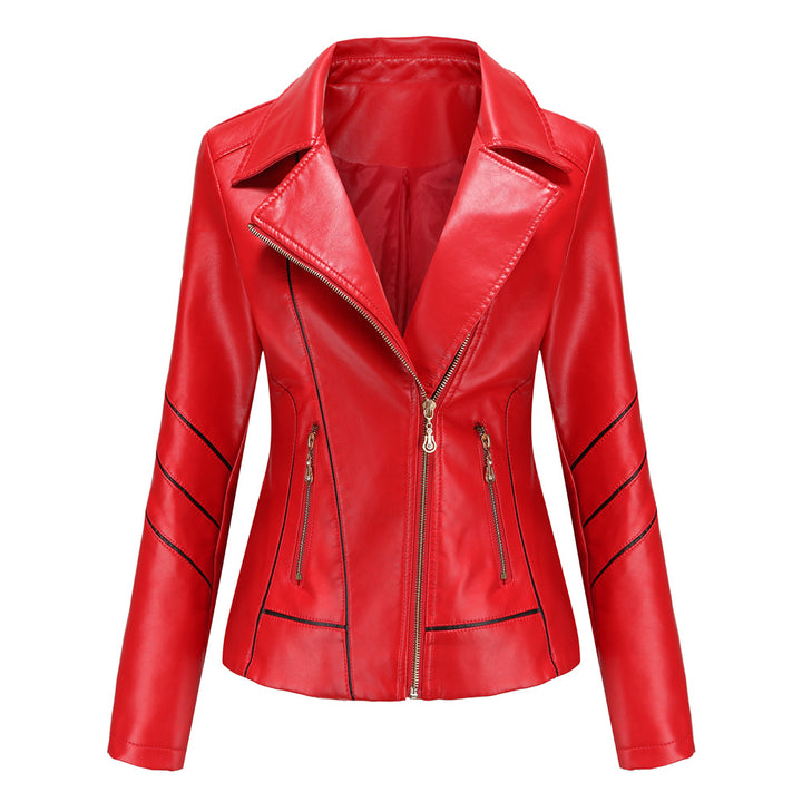 Damen modische Kunstlederjacke mit strukturiertem Design Drune
