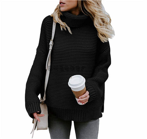 Damen Grobstrickpullover mit hohem Kragen und lässiger Silhouette Drune