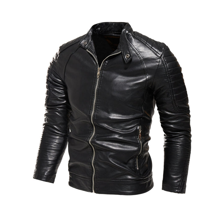 Herren Kunstlederjacke mit strukturierten Einsätzen Drune