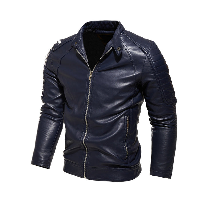 Herren Kunstlederjacke mit strukturierten Einsätzen Drune