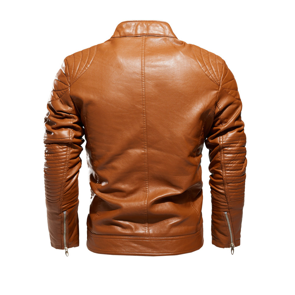 Herren Bikerjacke aus kunstvoll verarbeitetem Leder mit markanten Steppdetails und praktischen Taschen Drune