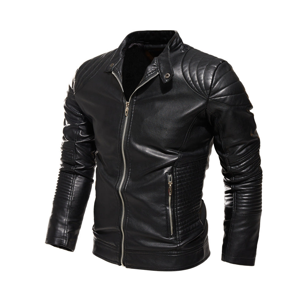 Herren Bikerjacke aus kunstvoll verarbeitetem Leder mit markanten Steppdetails und praktischen Taschen Drune