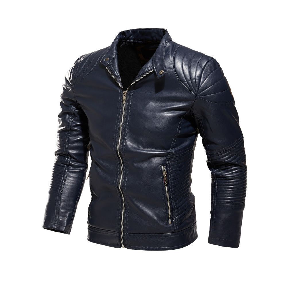 Herren Bikerjacke aus kunstvoll verarbeitetem Leder mit markanten Steppdetails und praktischen Taschen Drune