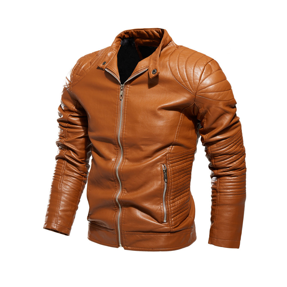 Herren Bikerjacke aus kunstvoll verarbeitetem Leder mit markanten Steppdetails und praktischen Taschen Drune