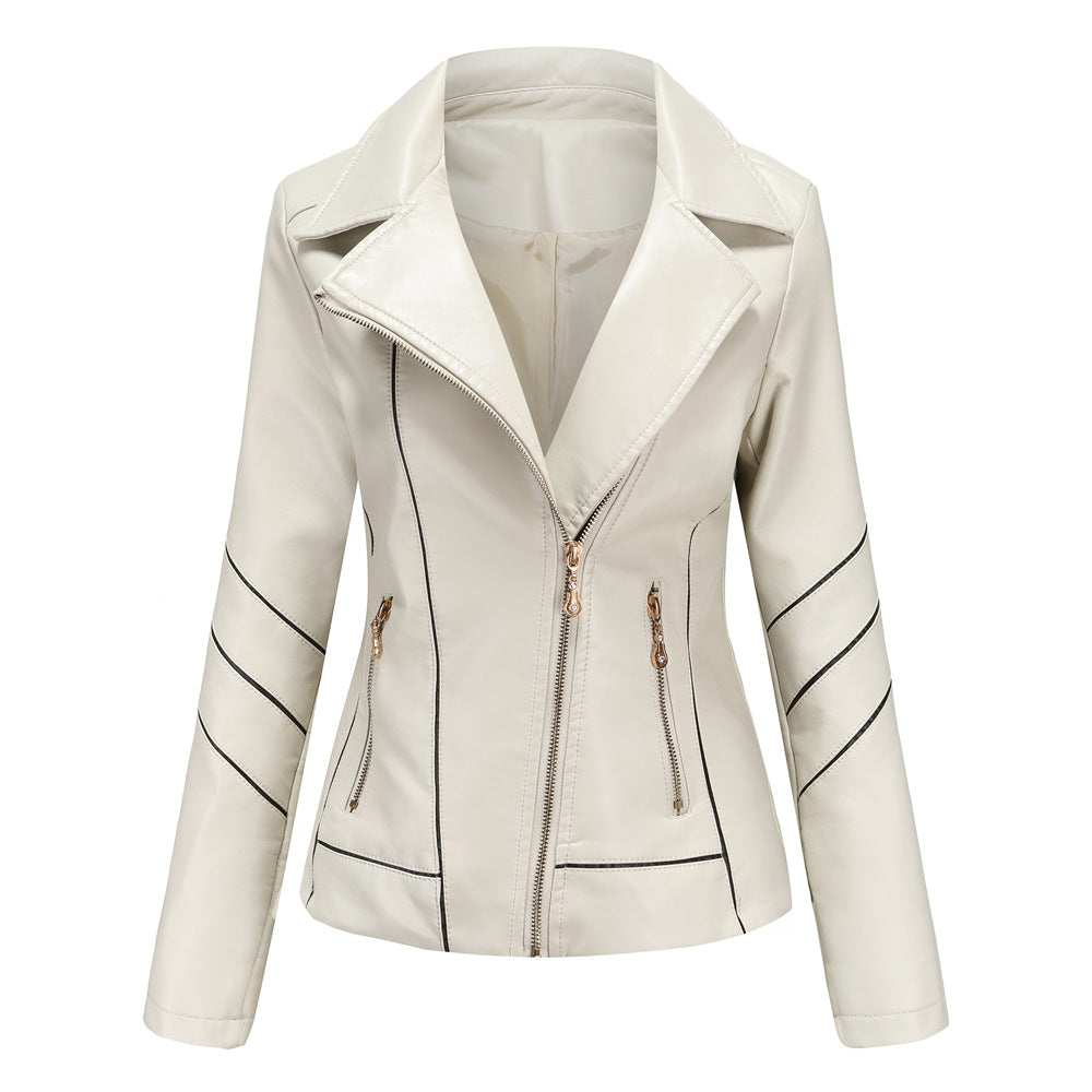 Damen modische Kunstlederjacke mit strukturiertem Design Drune