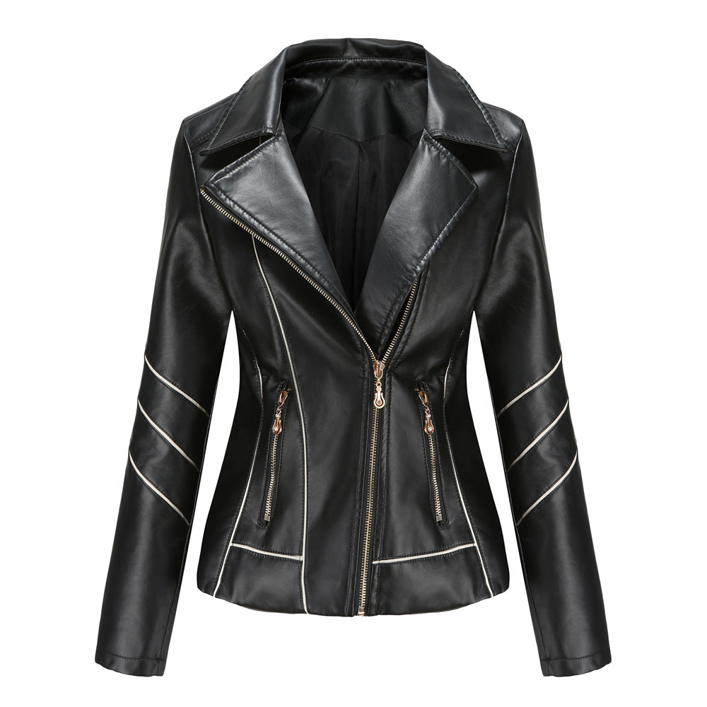 Damen modische Kunstlederjacke mit strukturiertem Design Drune
