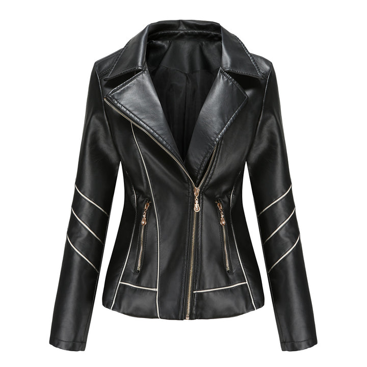 Damen modische Kunstlederjacke mit strukturiertem Design Drune