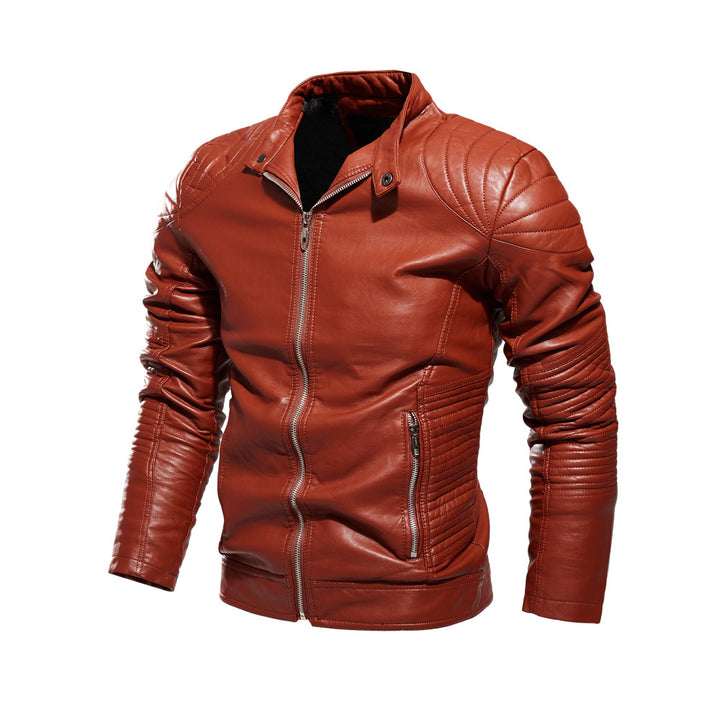 Herren Bikerjacke aus kunstvoll verarbeitetem Leder mit markanten Steppdetails und praktischen Taschen Drune