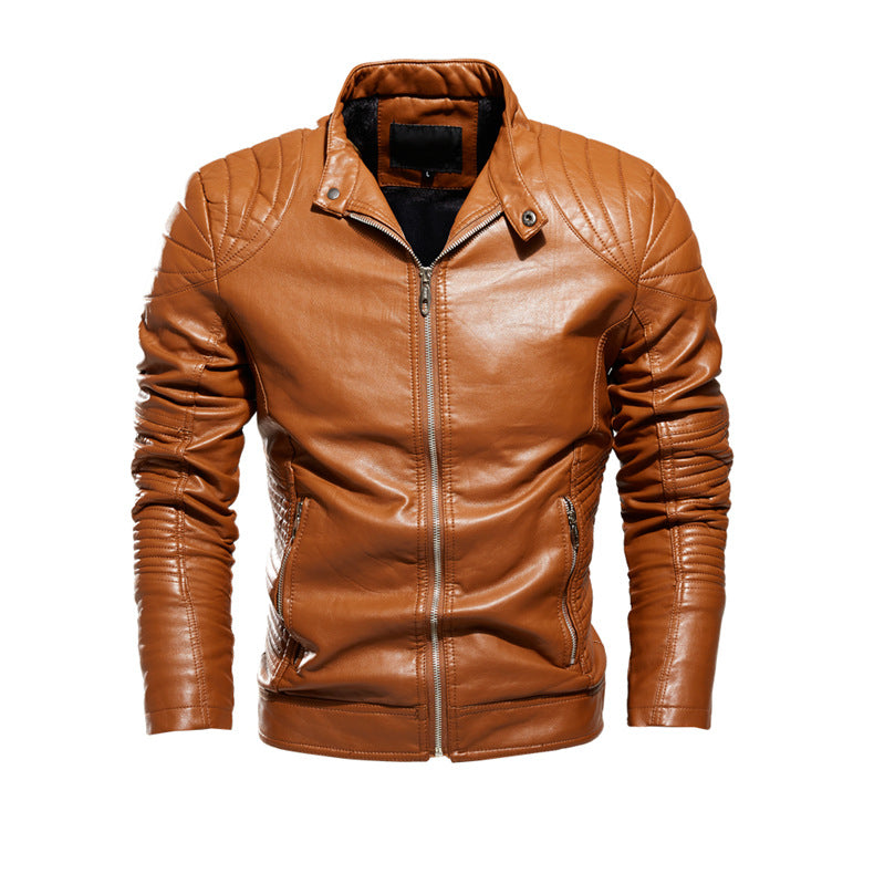 Herren Bikerjacke aus kunstvoll verarbeitetem Leder mit markanten Steppdetails und praktischen Taschen Drune