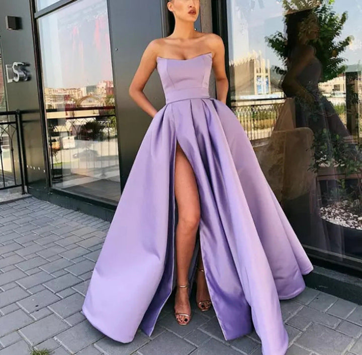 Drune | Geteiltes langes Party-Hostess-Abendkleid