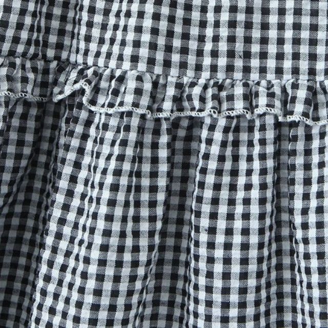 Drune | Gestuftes Gingham-Midirock mit Rüschendetail