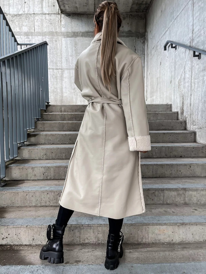 Drune | Tone Kunstleder Trenchcoat - Aussagekräftige outerwear - Gürteldesign - Modern Chic