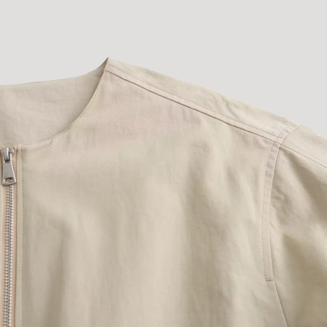 Drune | Damen beige leichte Zip-Up Bomberjacke