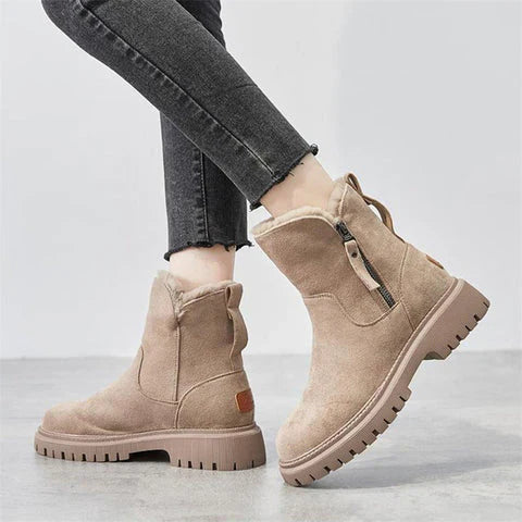 Drune | Schicke Ankle Boots mit Wildlederoptik und kuscheligem Fellfutter