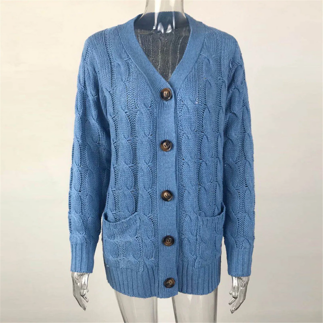 Drune | Stylische Lange Strickjacke Für Damen Mit Knopfleiste