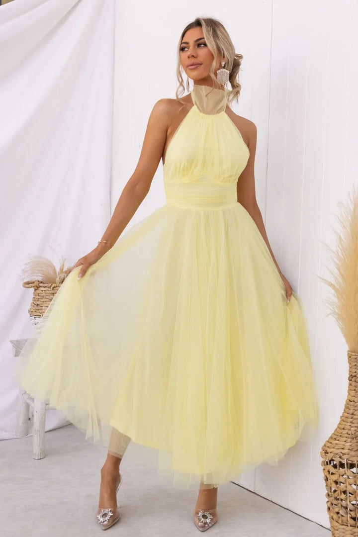 Drune | Halter Tüll Midi Kleid